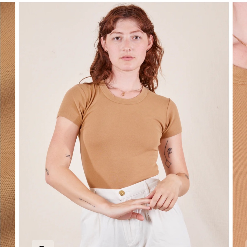 NWT Big Bud Press Tan Stripe Baby Tee
